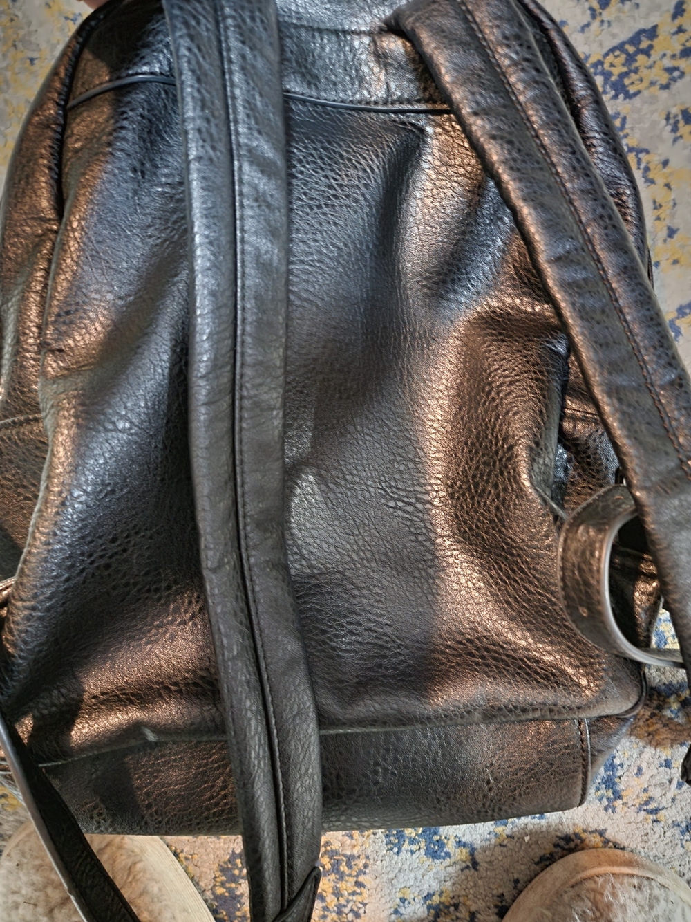Black Studded Women's Leather Backpack - Unbranded - Picture 3 of 3